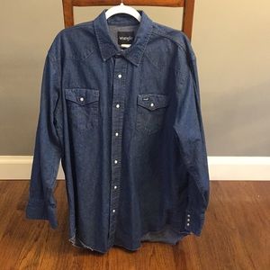 Wrangler Dark Denim Pearl Snap Shirt